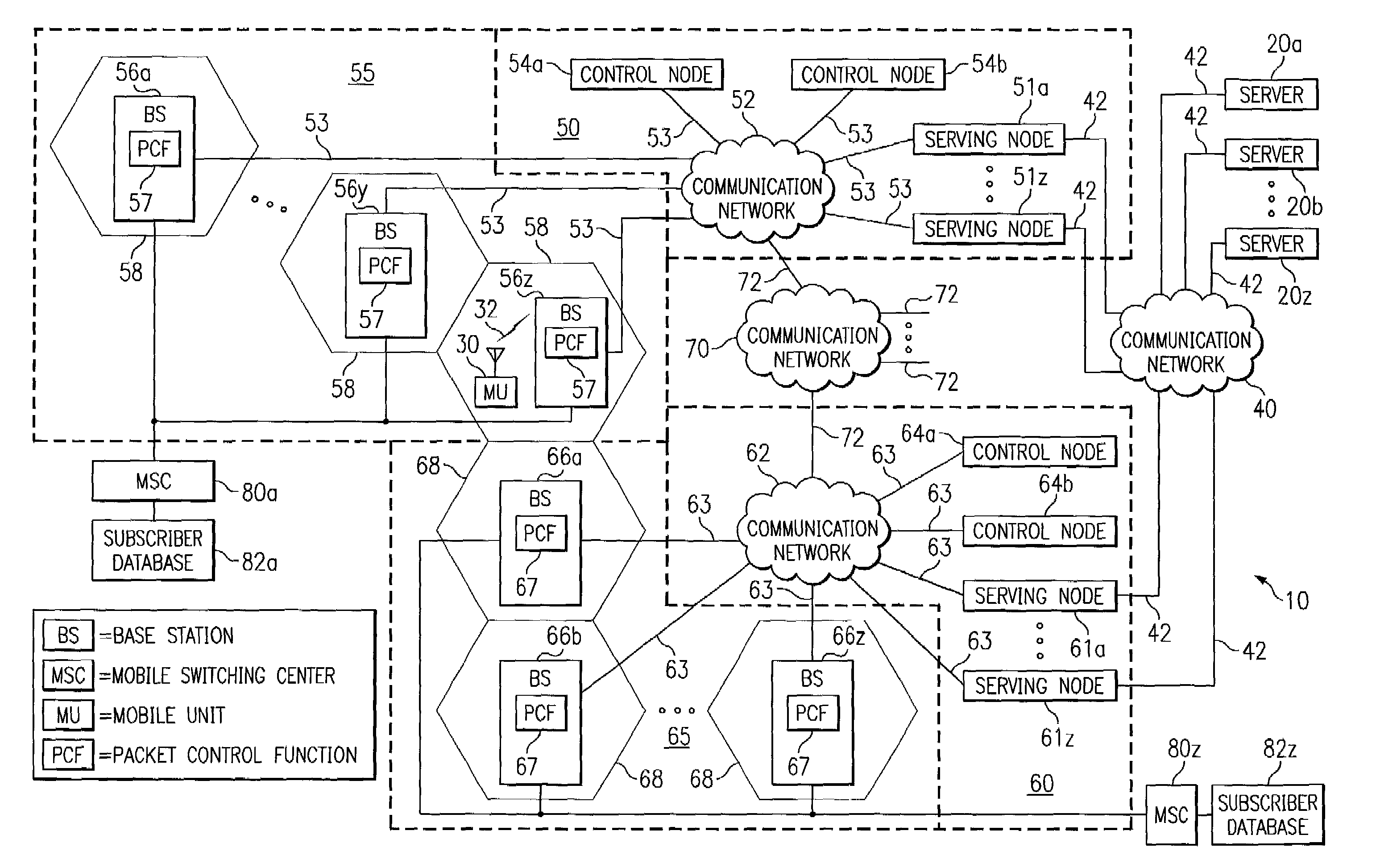 System and method for identifying a wireless serving node for a mobile unit