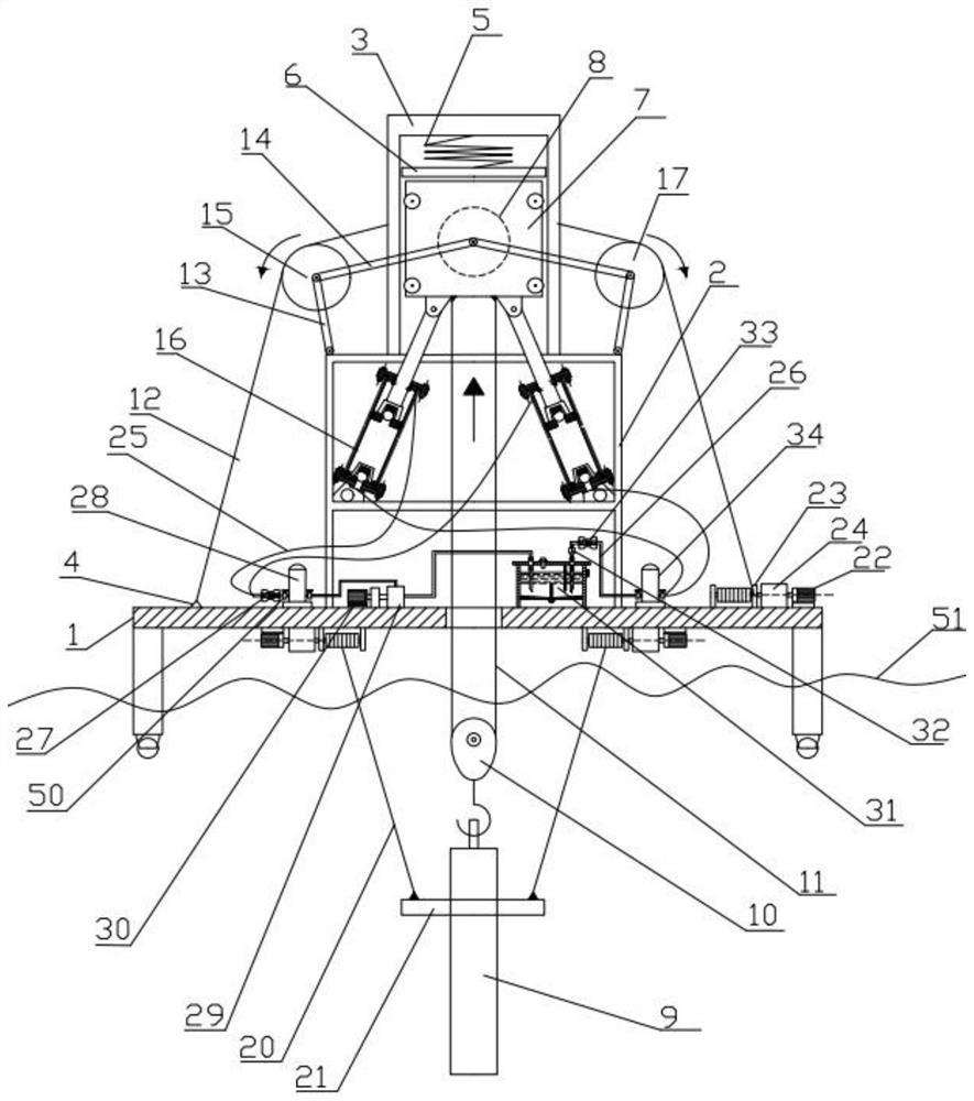 Power generation type offshore drilling platform heave compensation device