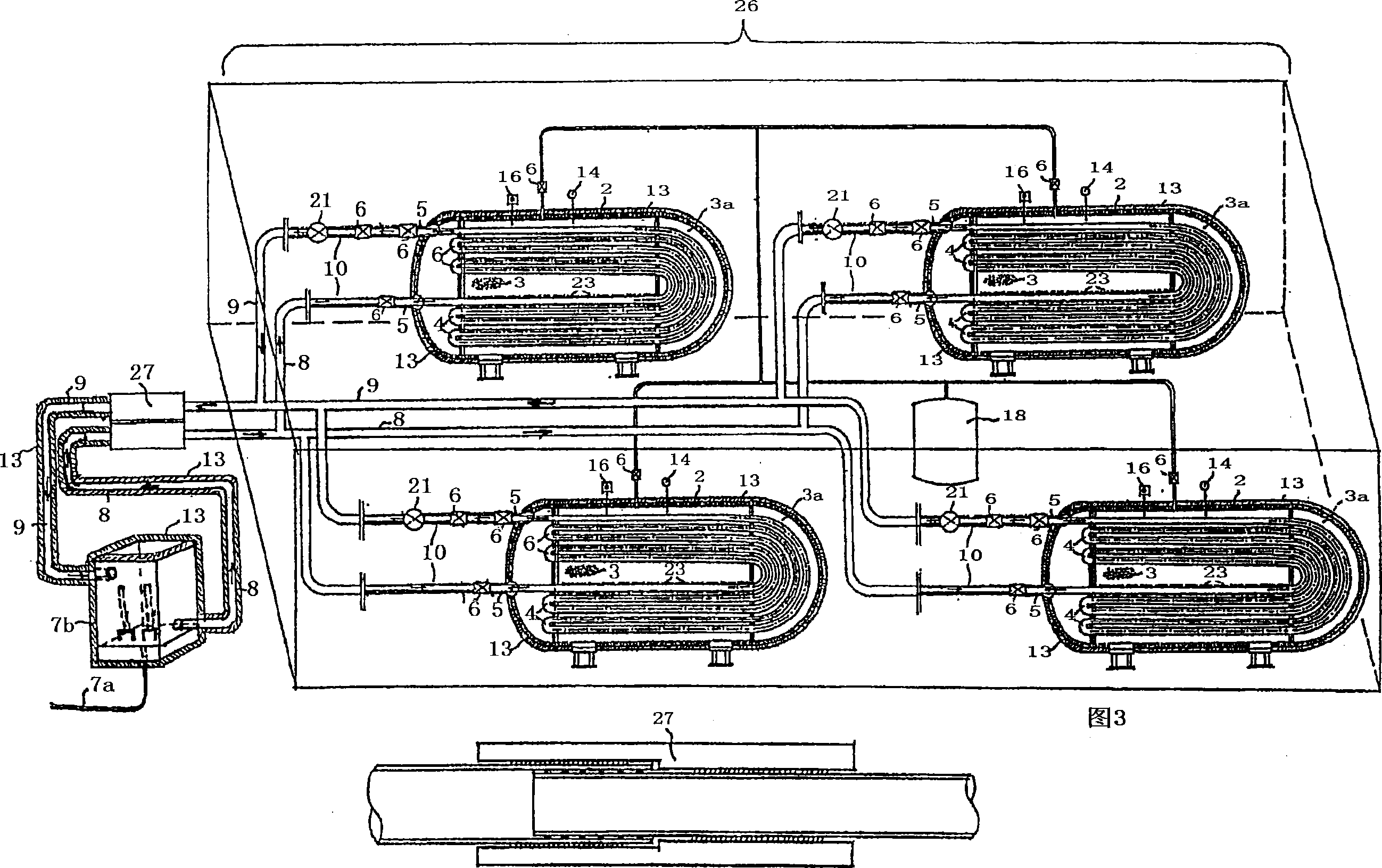 Equipment group and procedure for storage of heat energy using electric current