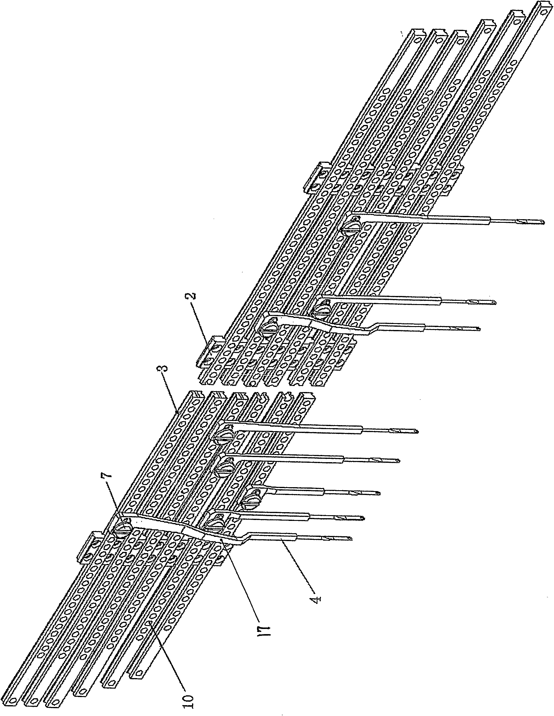 Guide bar shogging device