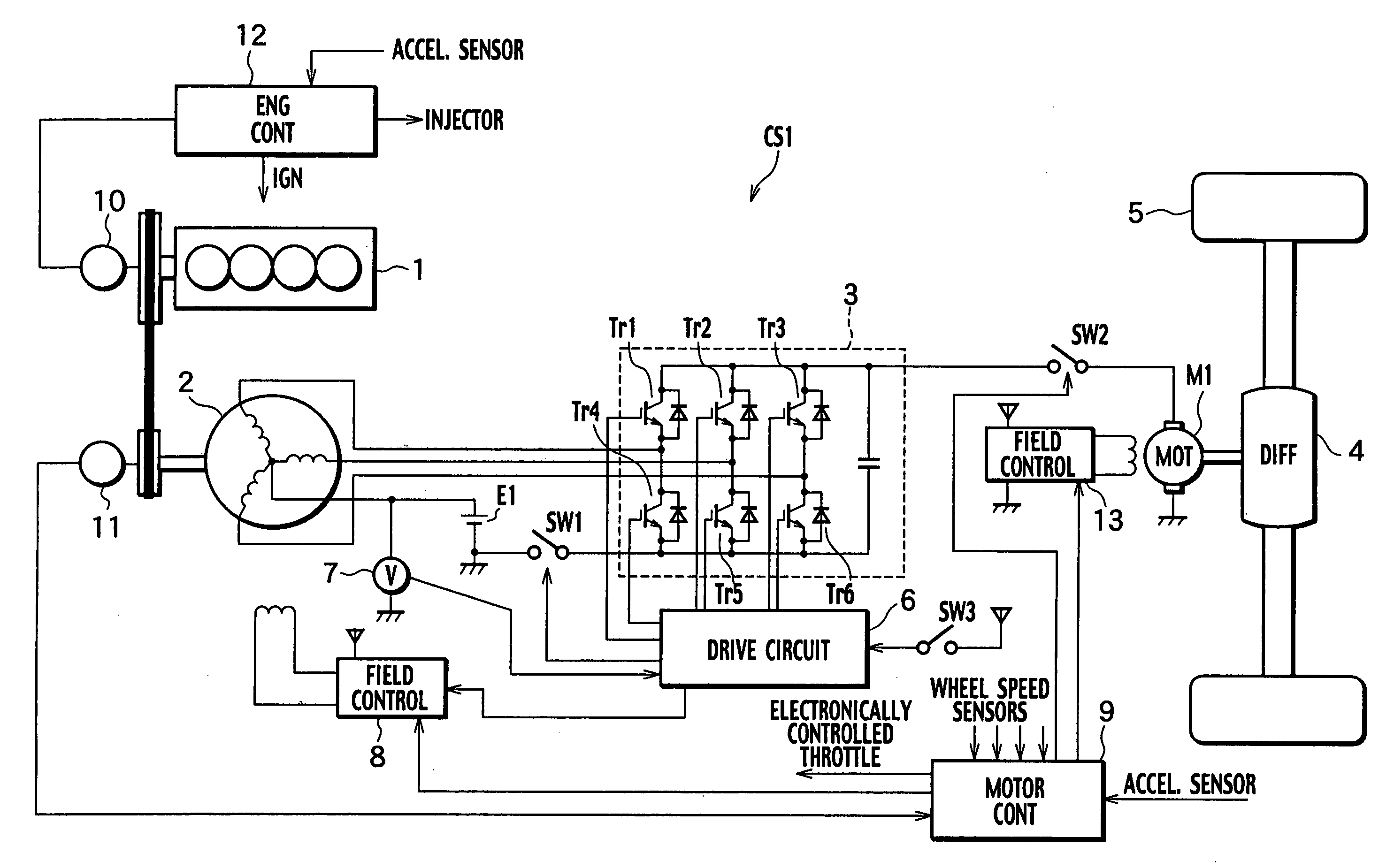 Control system and controlling method for motor drive four wheel drive vehicle