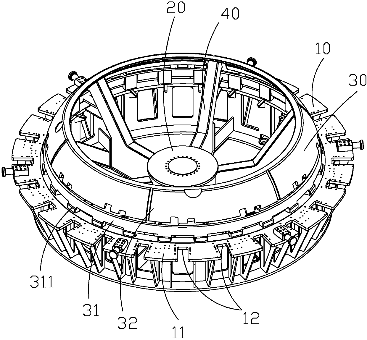 Positioning fixture and tank bottom ring seam welding equipment