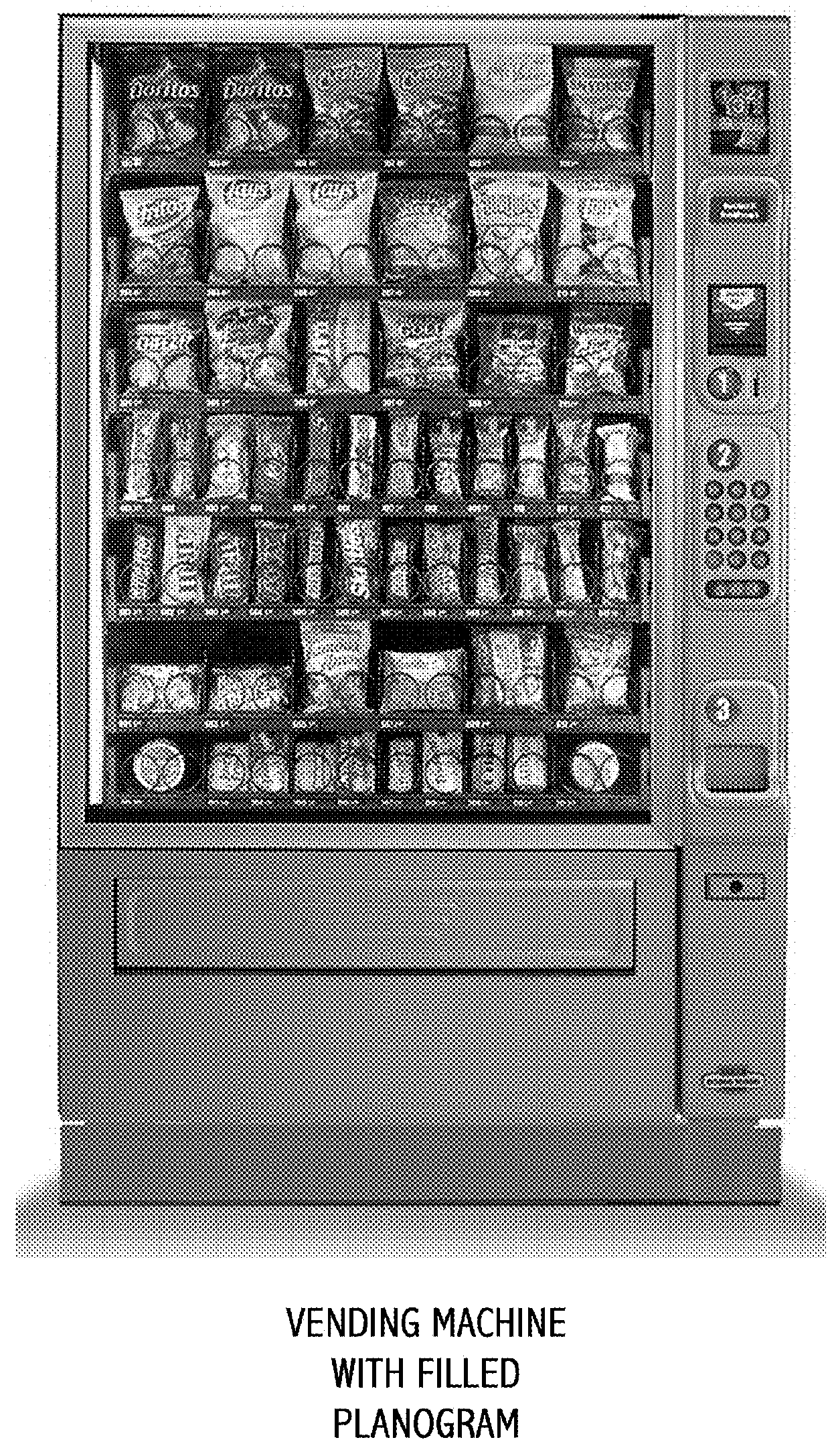 Method and device of automatically determining a planogram in vending