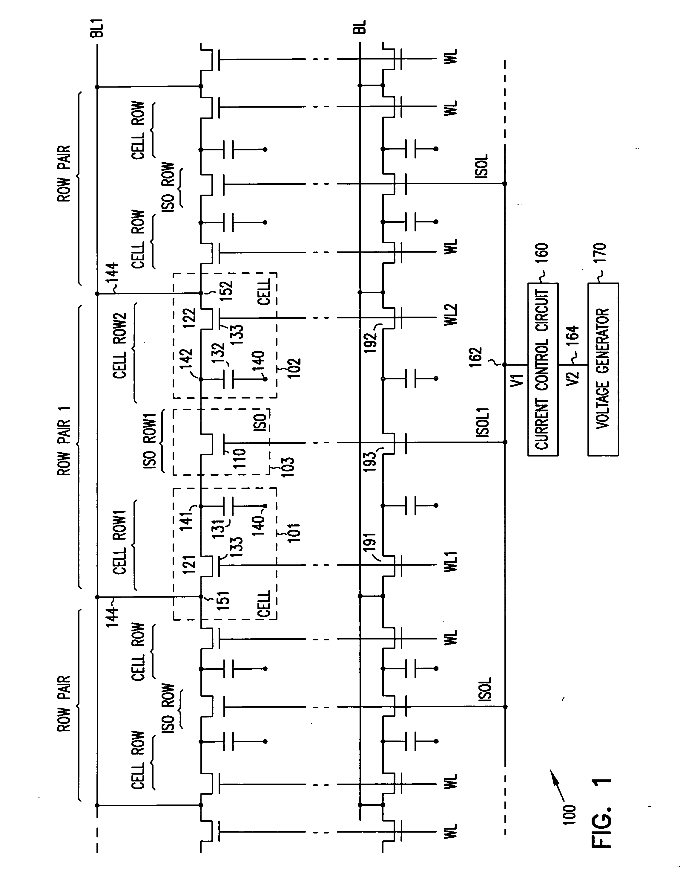 Isolation device over field in a memory device