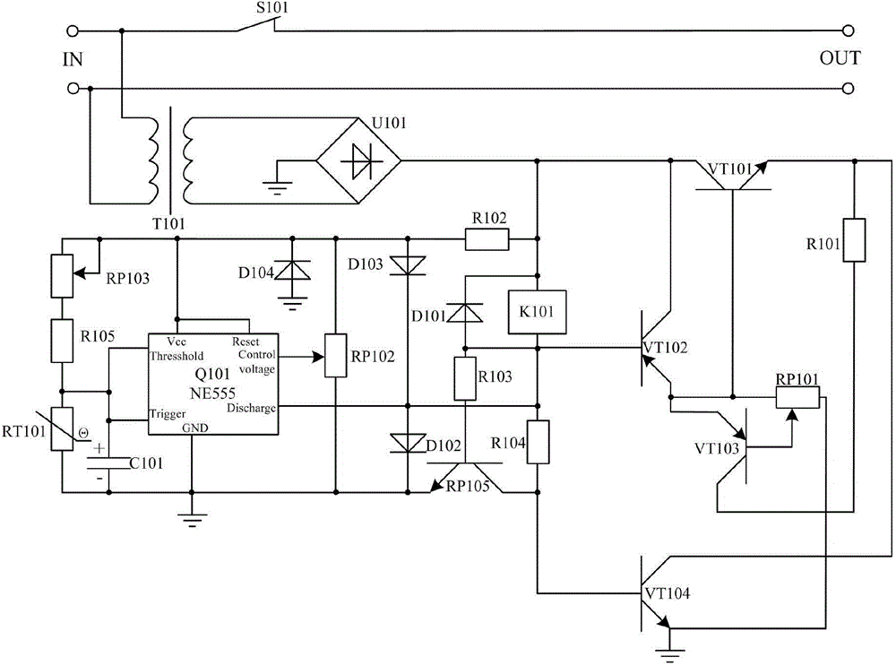 Composite logic protection amplifying type mixed triggering power source for detecting power faults