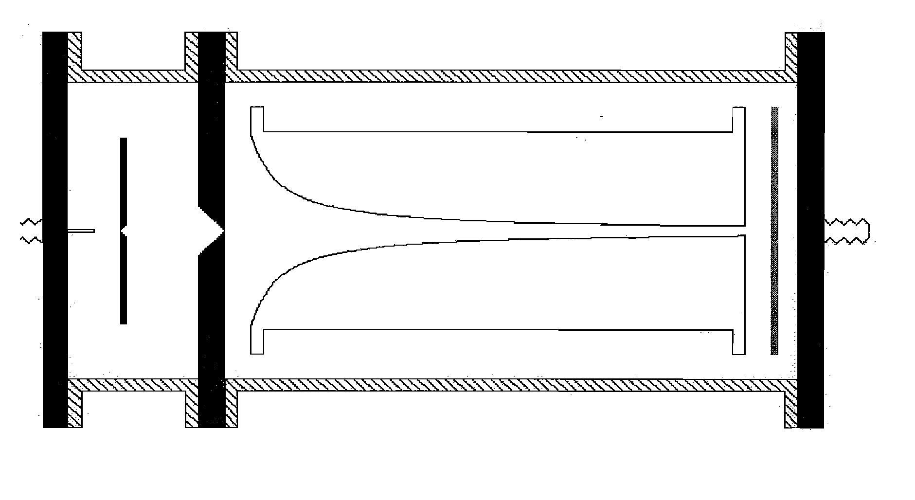 Horn mass spectrometer using digital deflection drive