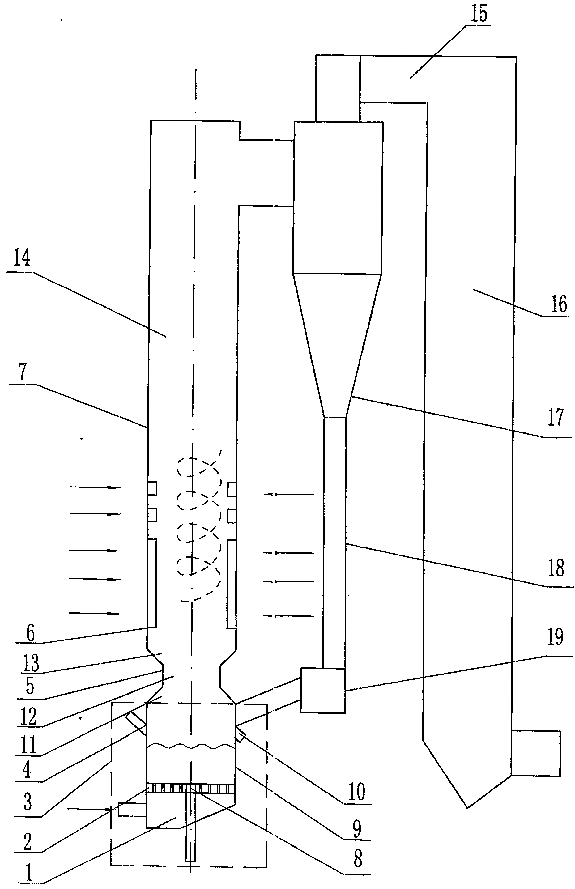 Fluidization-suspending two-stage type compound combustion device