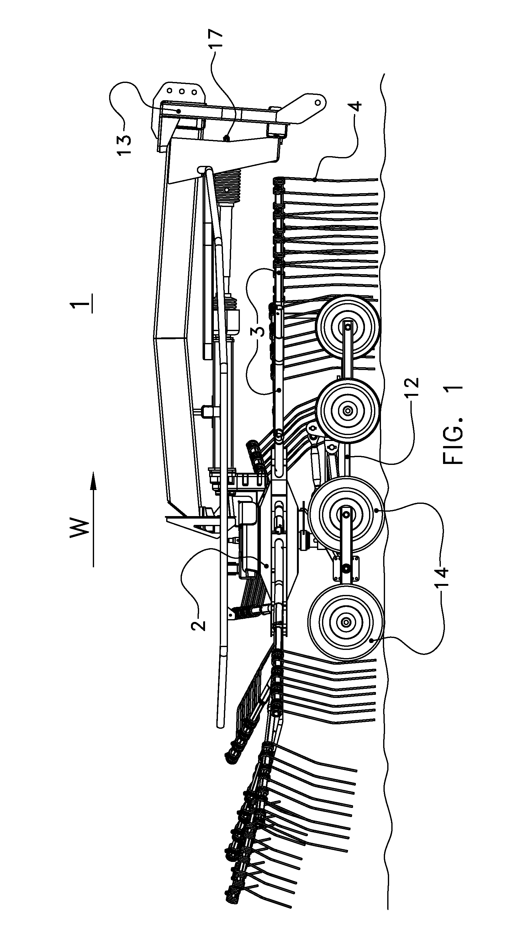 Haymaking implement for displacing crop lying on the ground