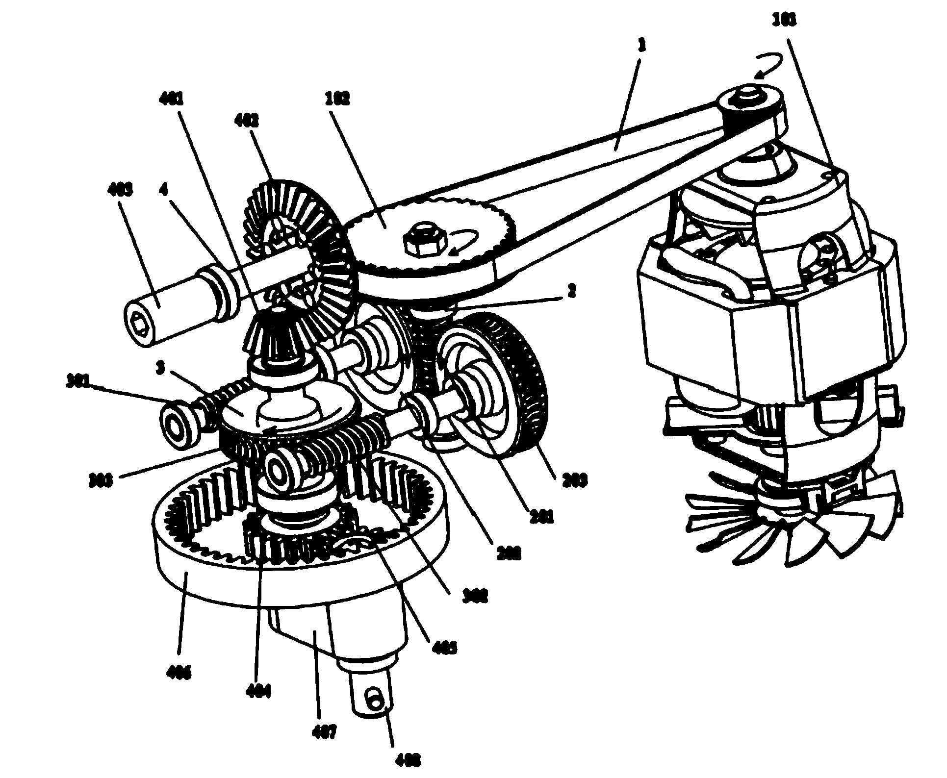 A worm and worm gear decelerating mechanism