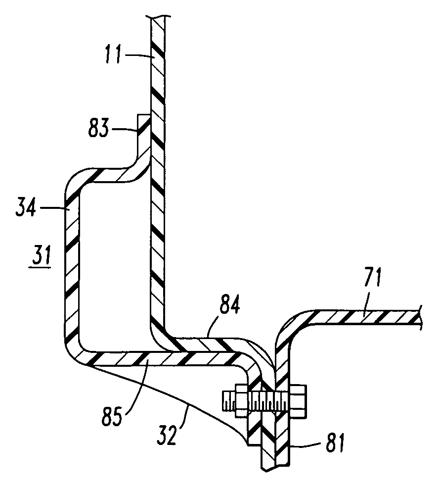 Fiberglass body with reinforcing member