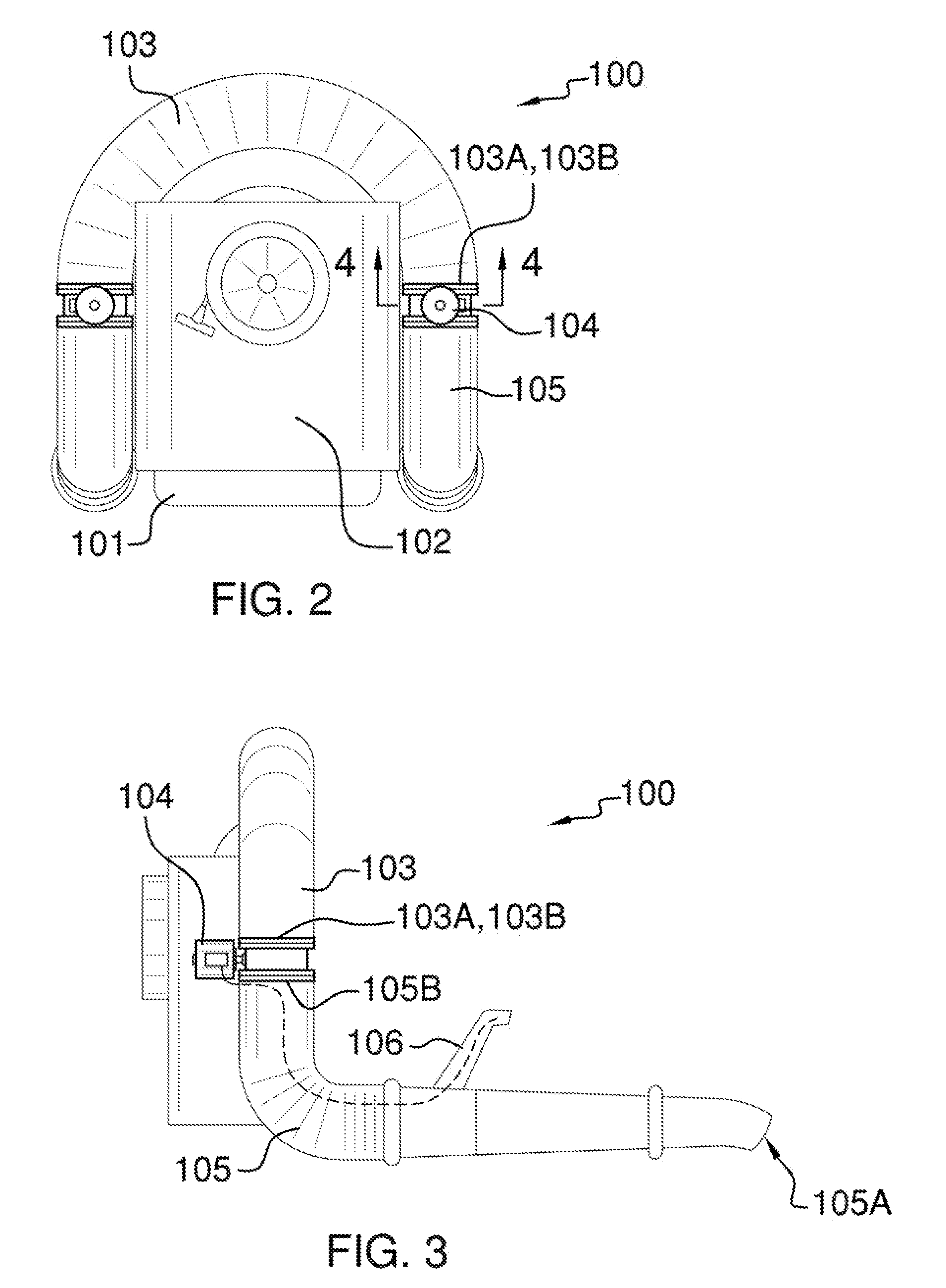 Gas-powered dual-hosed blower