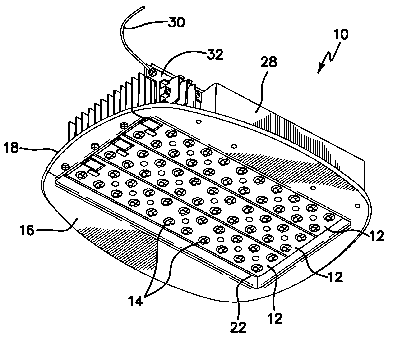 LED replacement lamp and a method of replacing preexisting luminaires with LED lighting assemblies