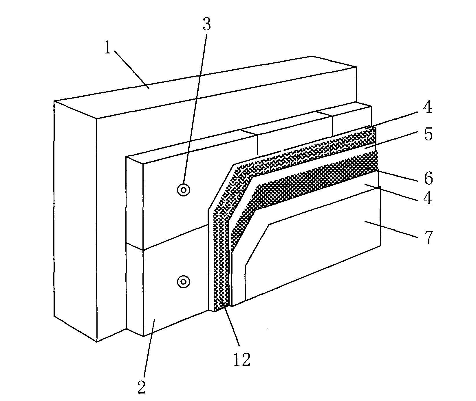 Thermal insulating treatment process of external wall and thermal insulating external wall