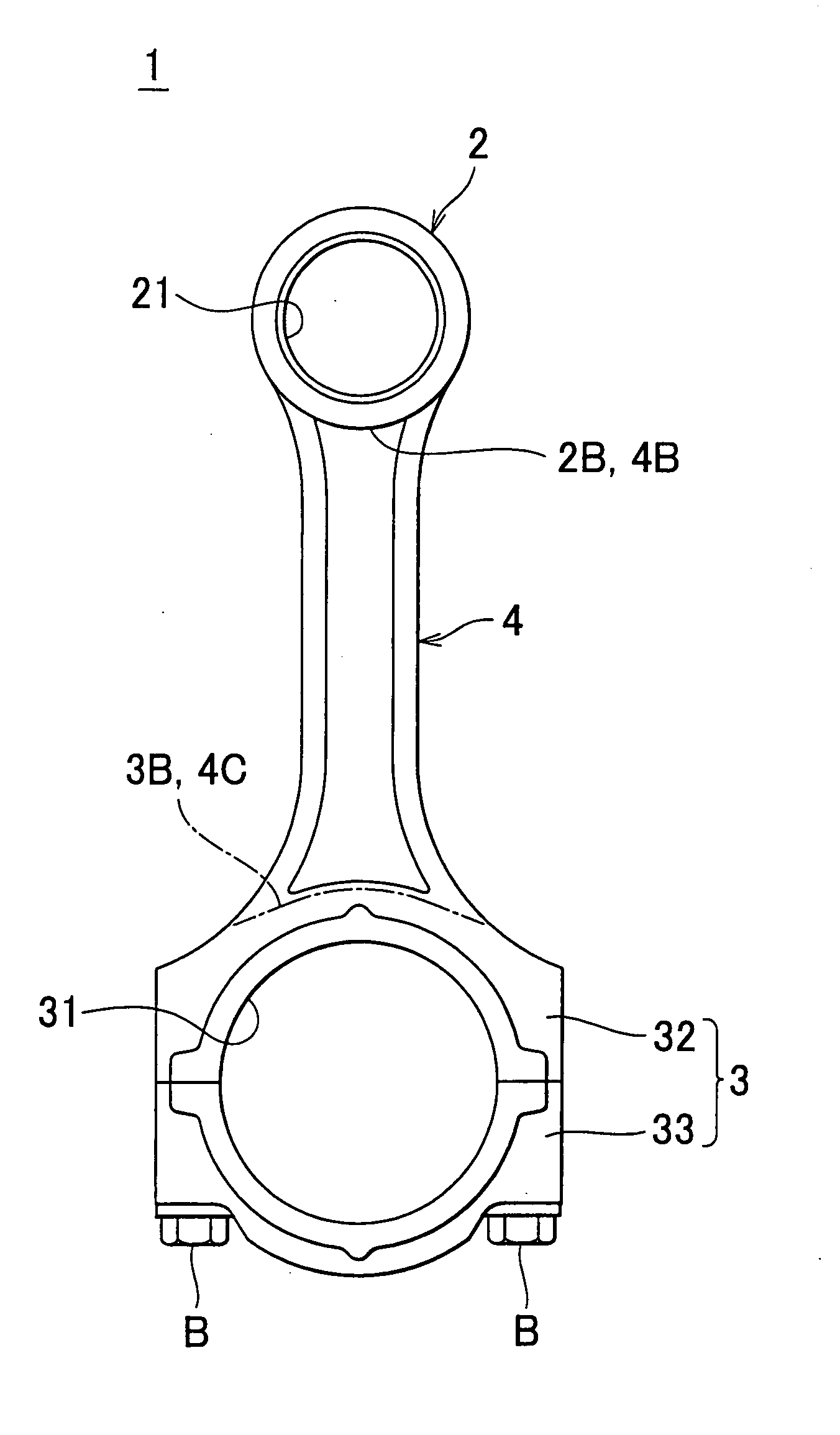 Connecting rod for internal combustion engine and method of manufacturing the connecting rod