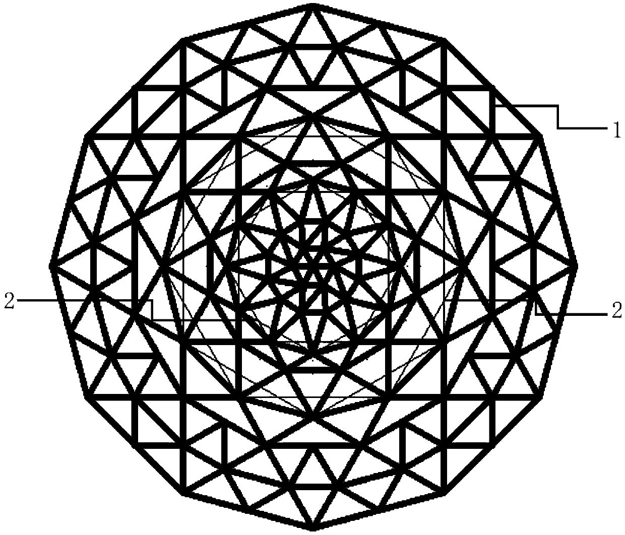 Rotary intersection cable system supporting dome structure