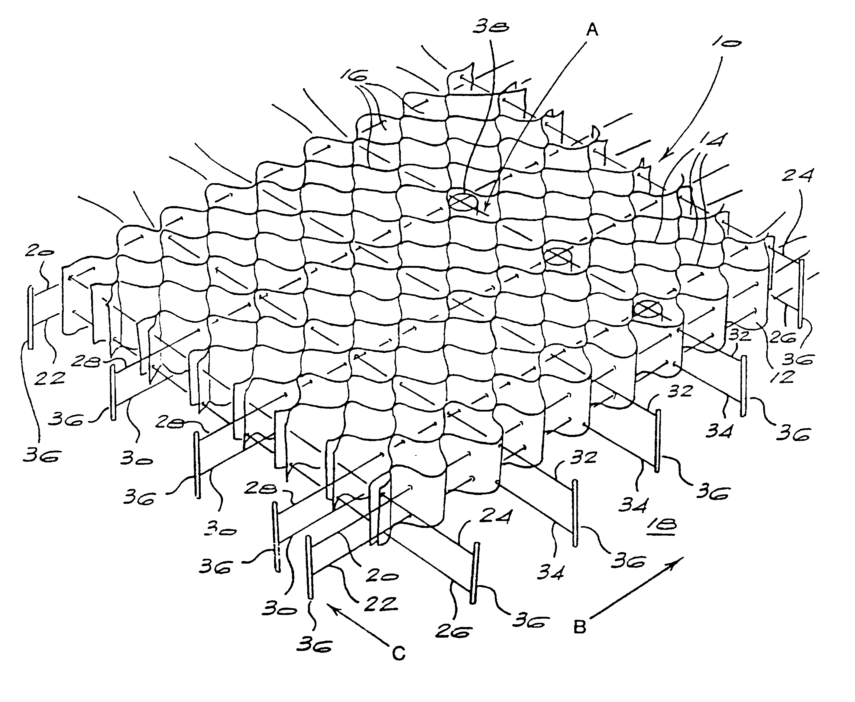 Method of forming a support structure using strings or stays