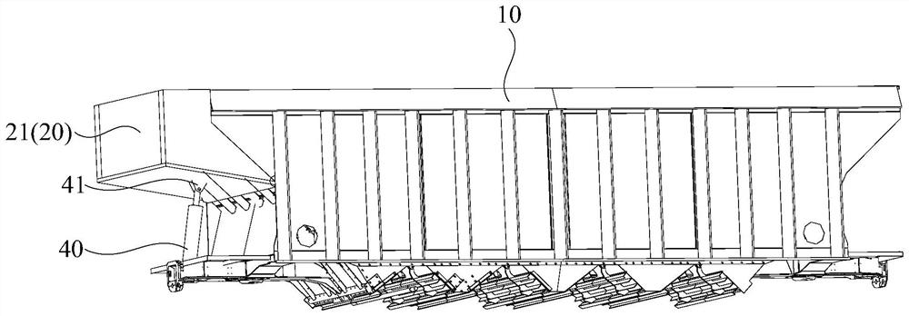 Hopper car body and railway transport car