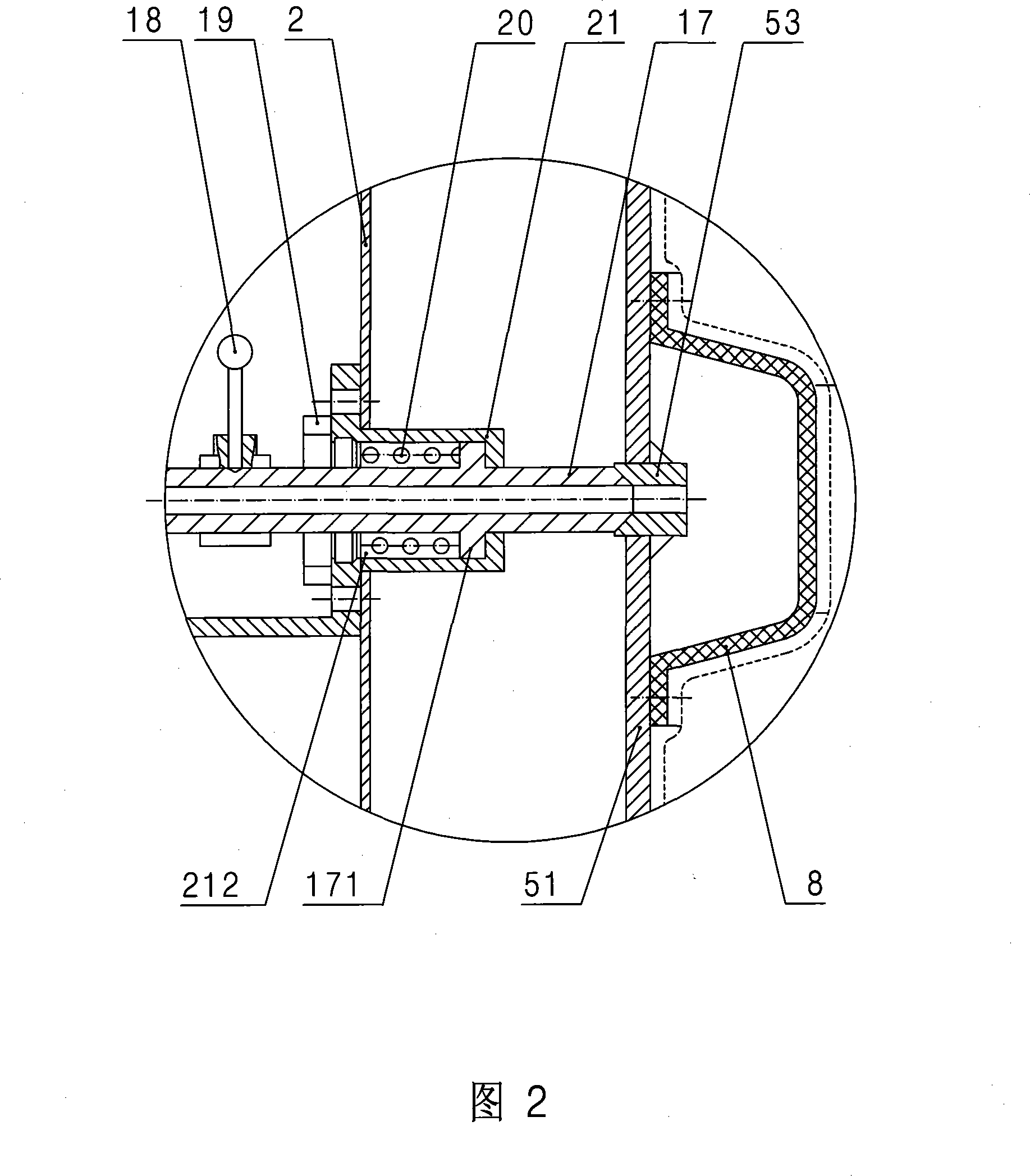 Bag extrusion device of the hanging bag type centrifugal machine