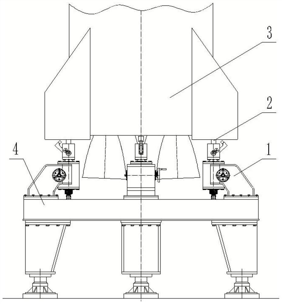 Supporting and pressing device for rocket arrow foot and rocket launching platform