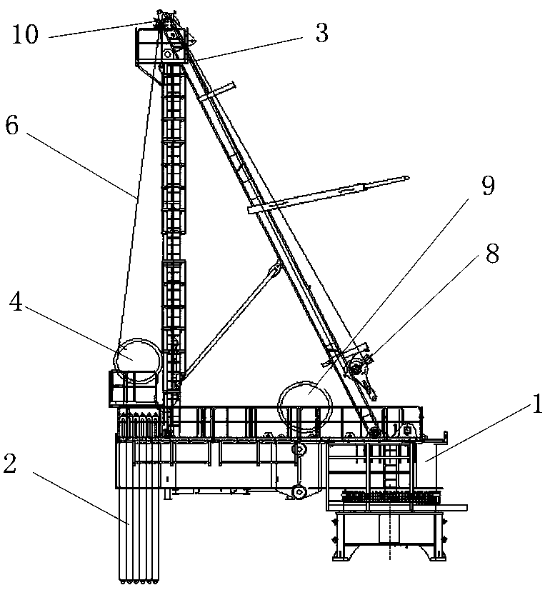 Novel cargo boom mounting mode of boom tower crane