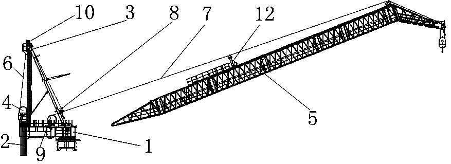 Novel cargo boom mounting mode of boom tower crane