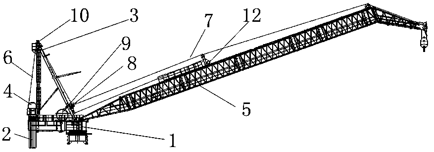 Novel cargo boom mounting mode of boom tower crane