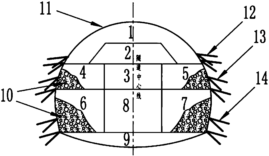 Complementary circulating digging method for floated pebble stratum large section tunnel