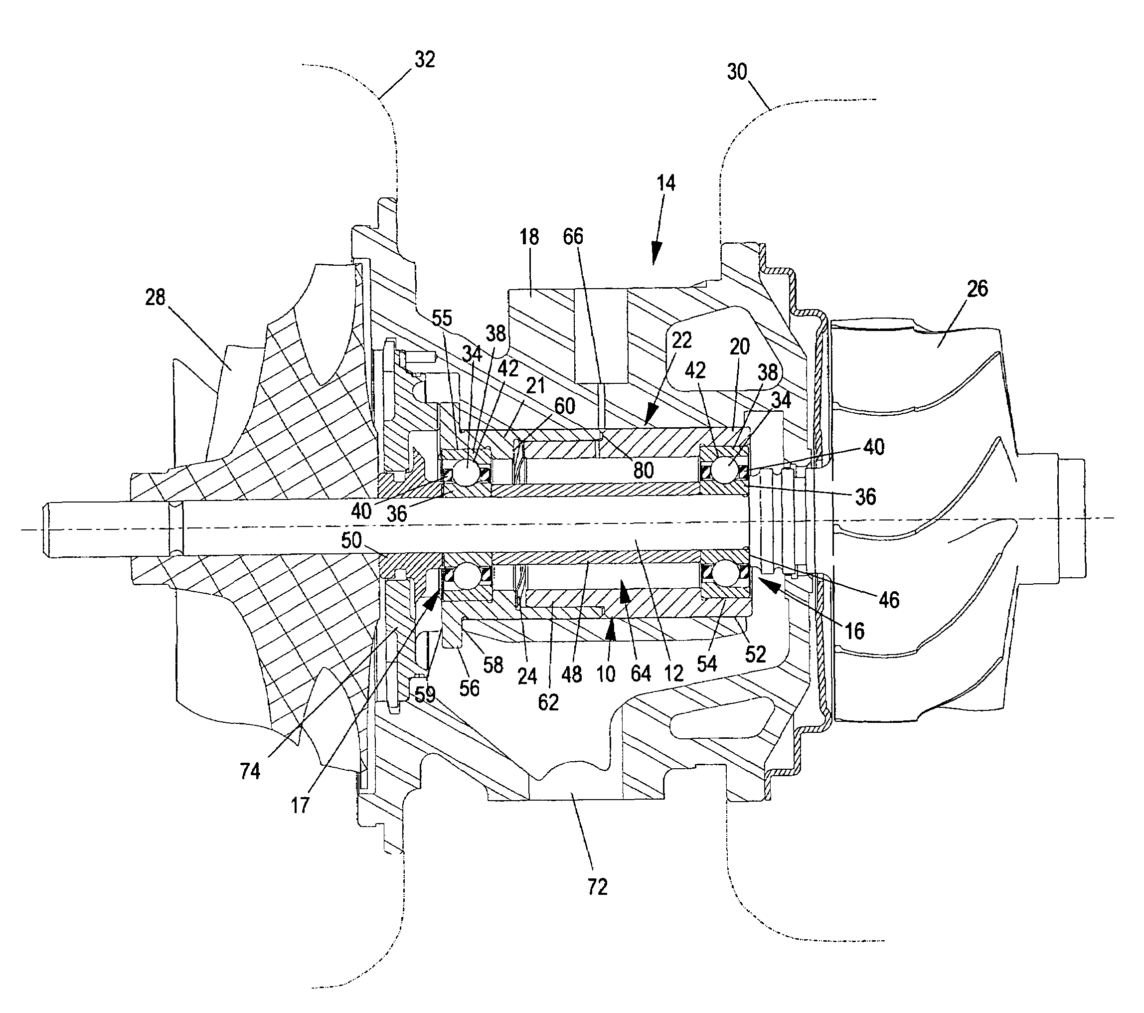 Turbocharger shaft bearing system