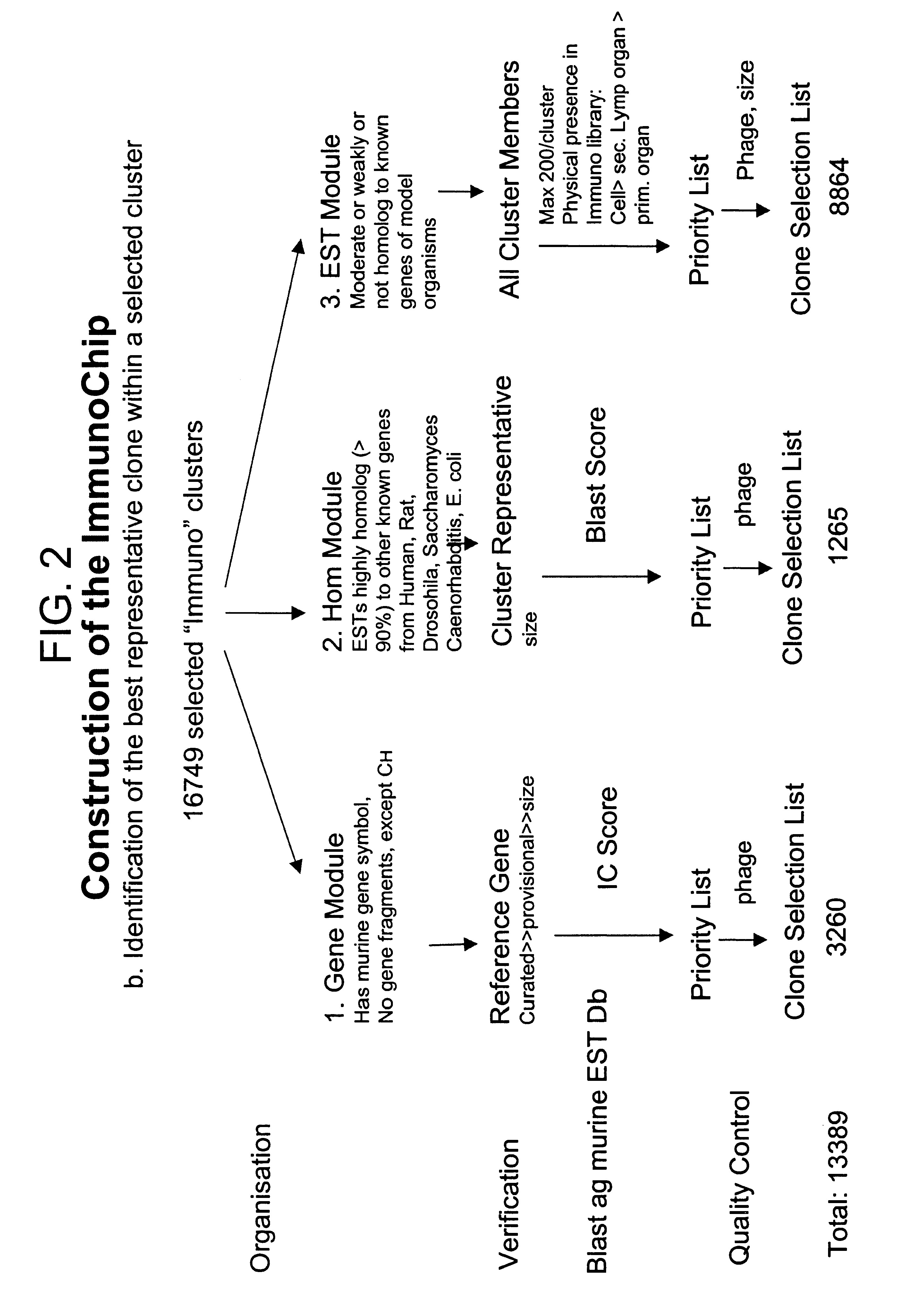 DNA array sequence selection