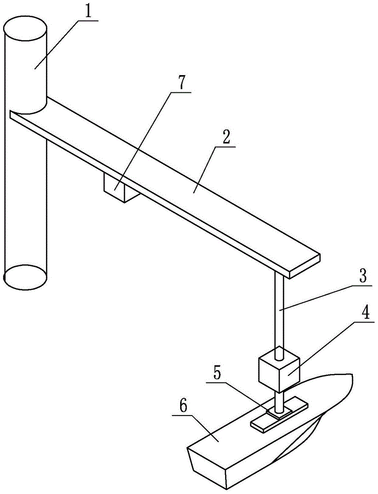 Ship model four-degree-of-freedom rotary arm test device and method