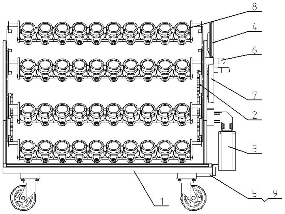 Draining vehicle for transferring water meter workpieces