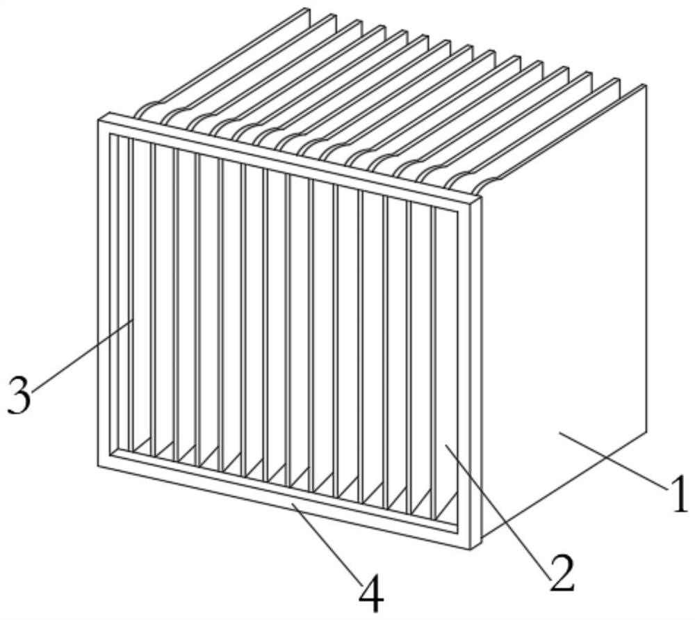 Non-woven fabric filter material with wave type wrinkle structure