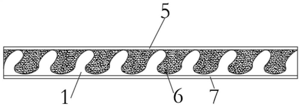 Non-woven fabric filter material with wave type wrinkle structure