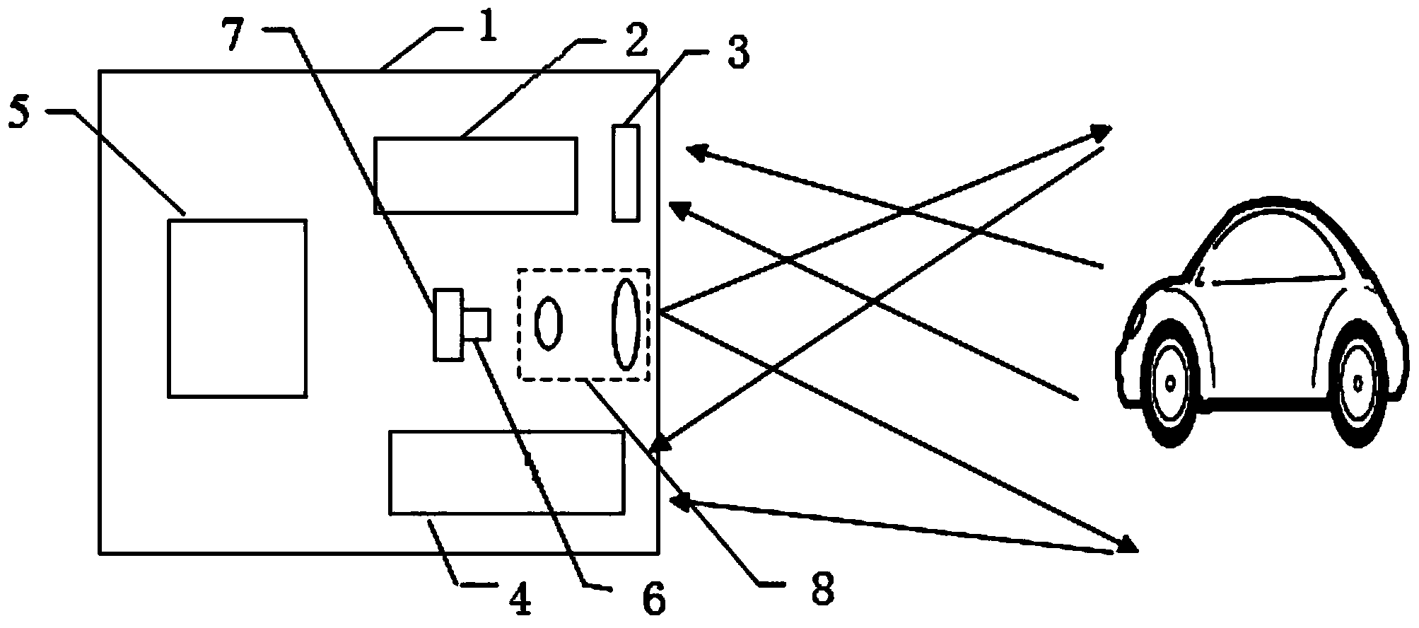 Laser-assisted vehicle information shooting device and shooting method