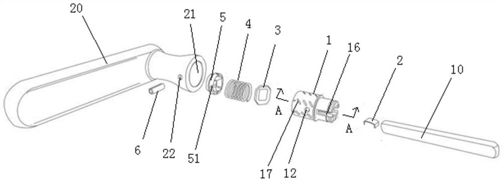 Handle quick-connecting device and door handle comprising device