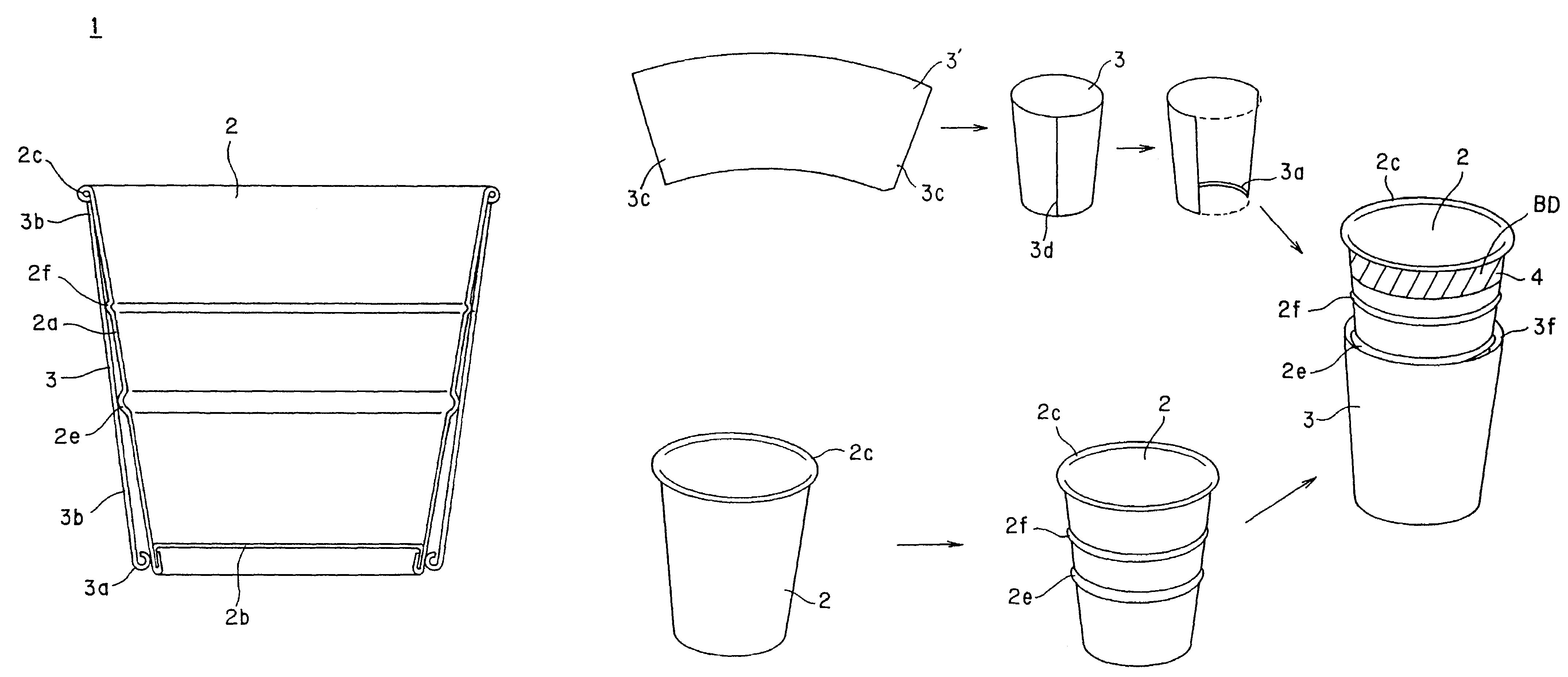 Heat-insulating container and apparatus for producing the same