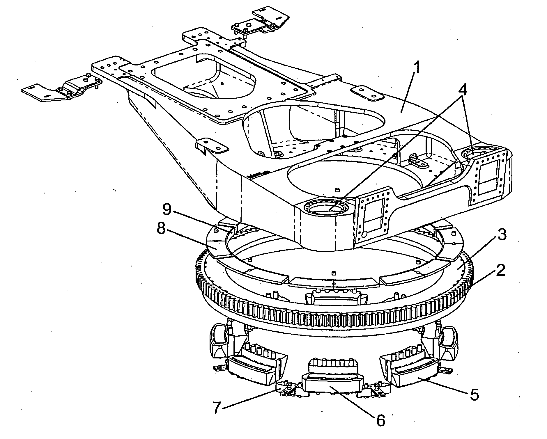 Wind turbine yawing system, wind turbine and yawing process