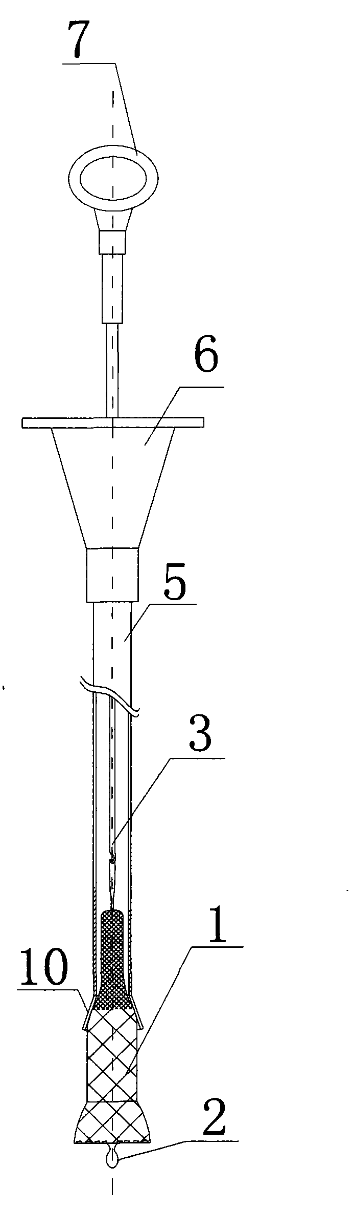 Placing and recovering device of non-memory alloy esophageal stent