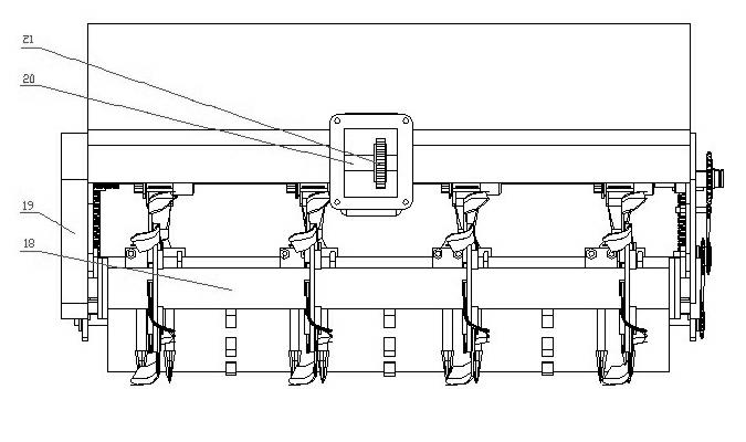 Rape minimum-tillage fertilization seed drill matched with walking tractor