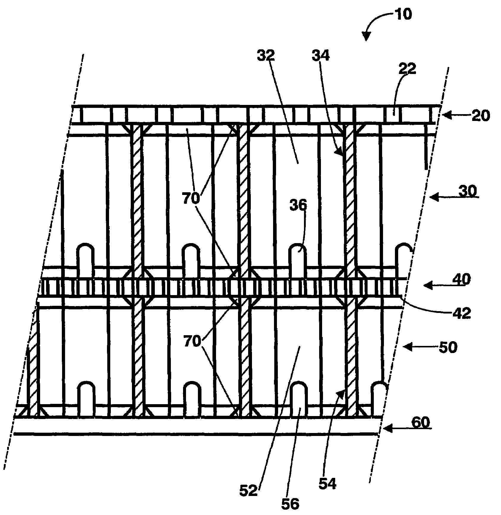 Method of assembling and monitoring an acoustic panel comprising a double resonator with a honeycomb core