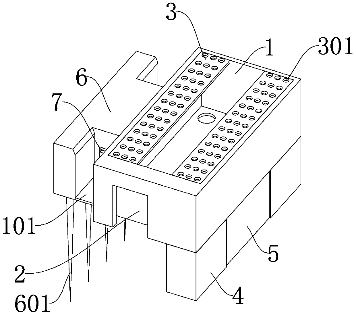 Double-connection-mode ecological building block based on civil construction engineering