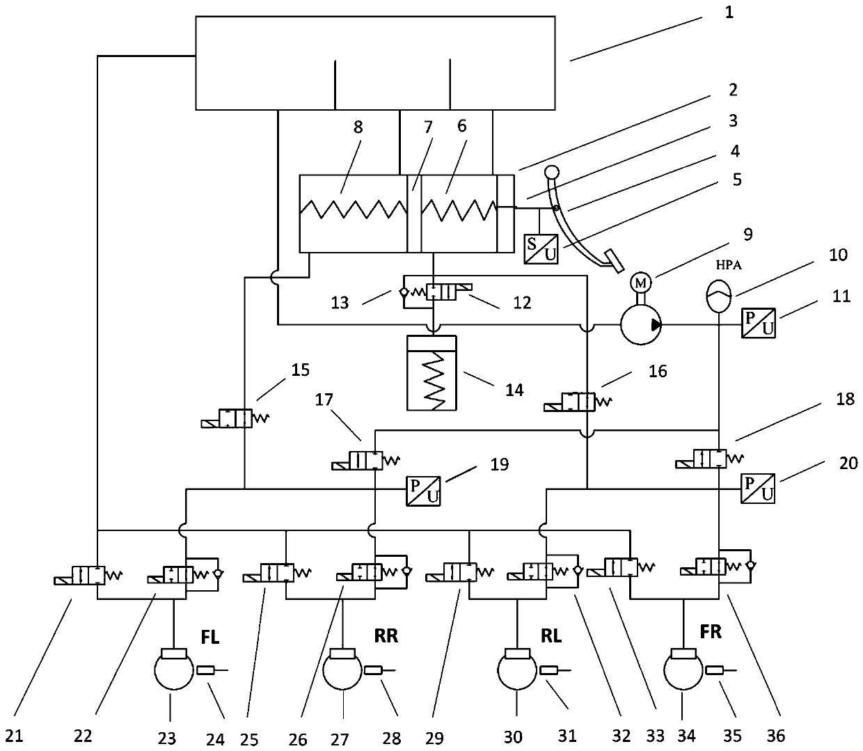 Wire-control electro-hydraulic brake system and brake method