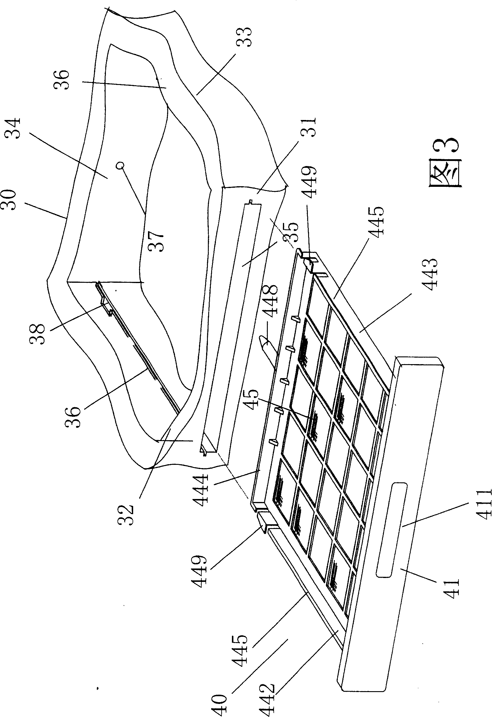 Pulling type chipping filtering device for clothes washing and drying machine