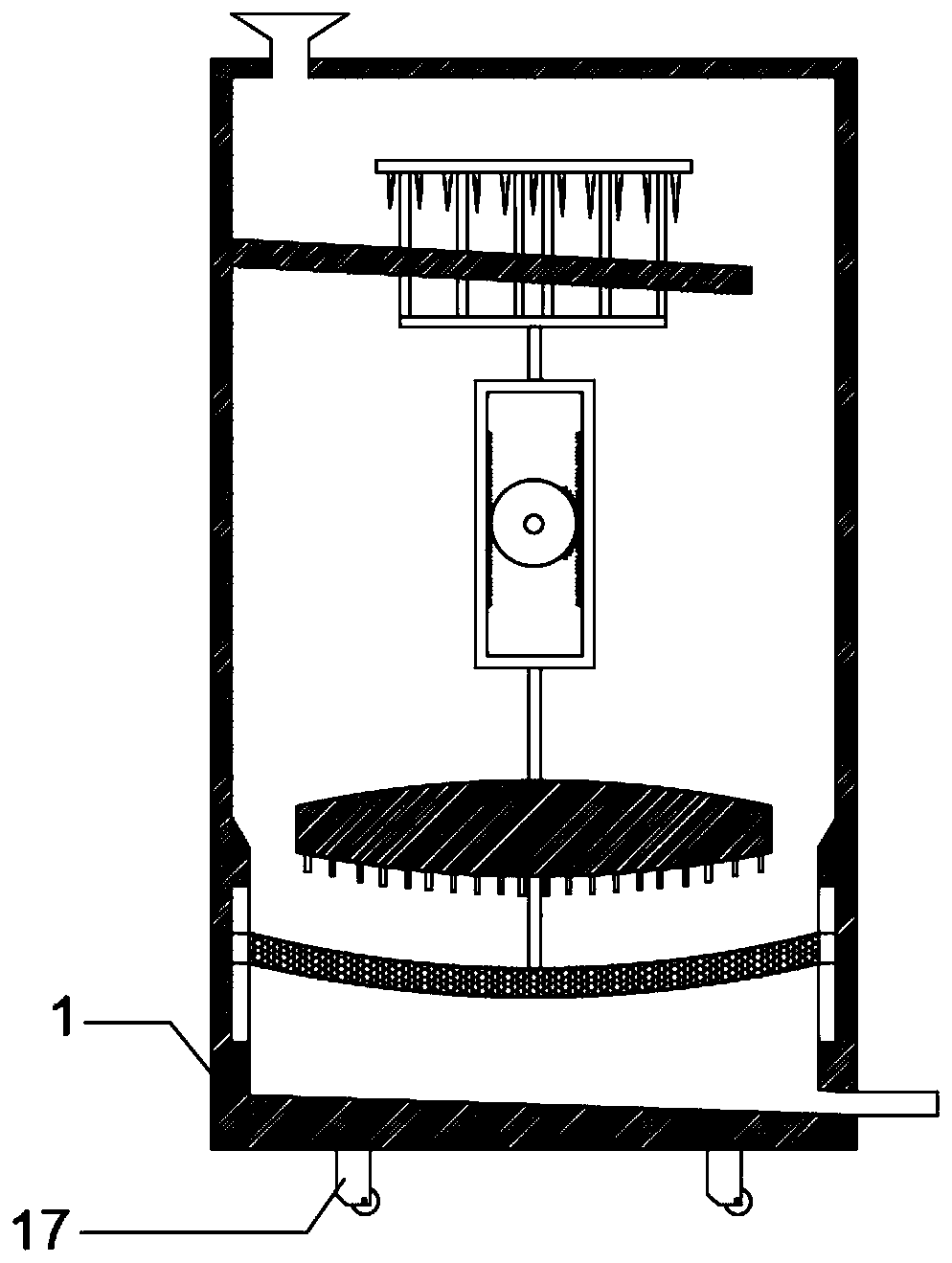 Raw material crushing device for medicine production