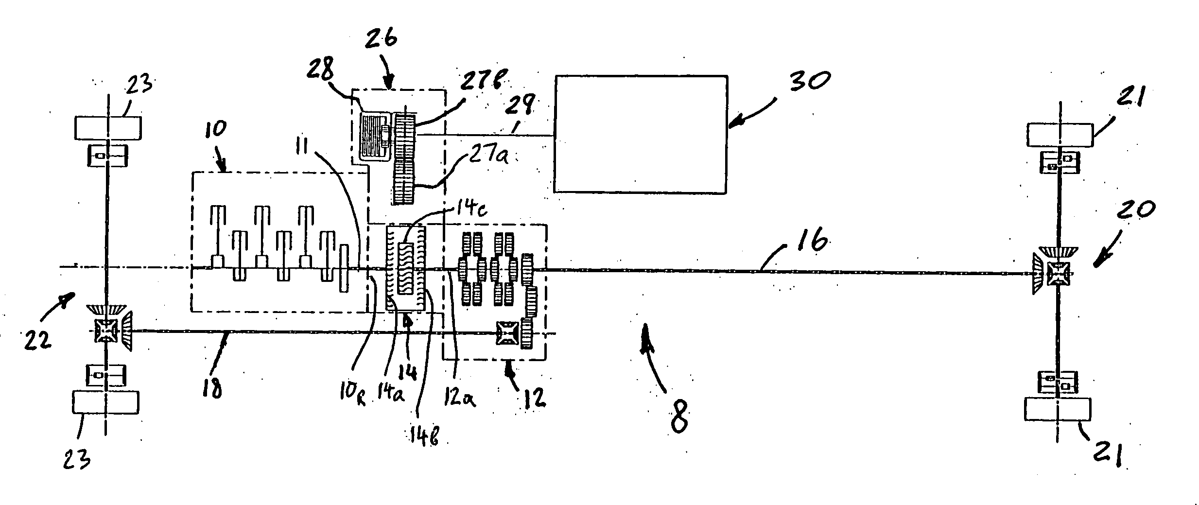 Hybrid hydraulic drive system with engine integrated hydraulic machine