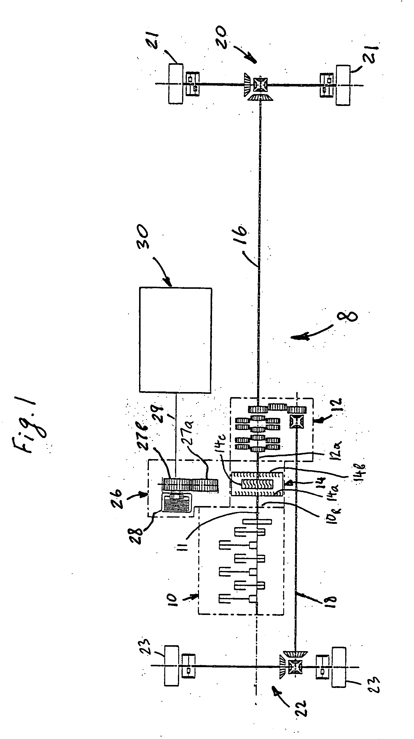 Hybrid hydraulic drive system with engine integrated hydraulic machine