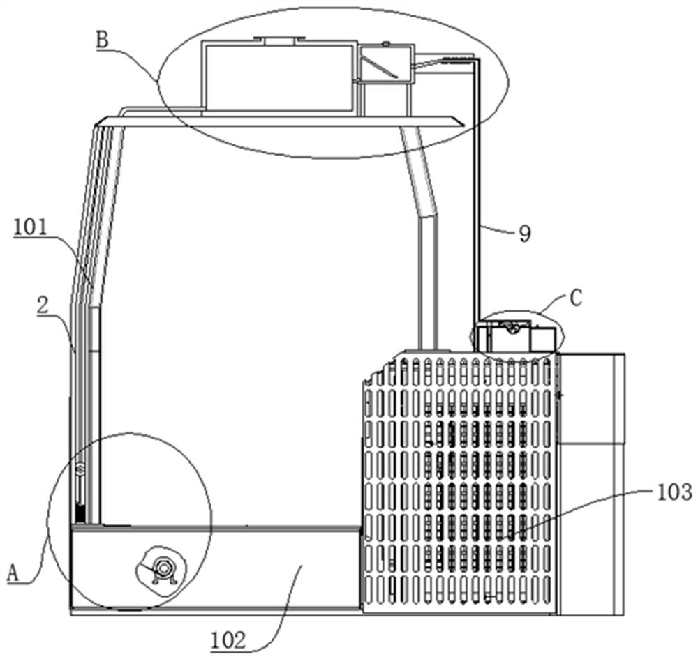 Cleaning device for underground crawler four-wheel drive excavator