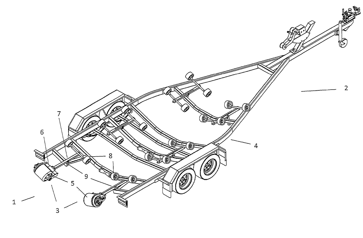 Boat support frame loading and unloading apparatus