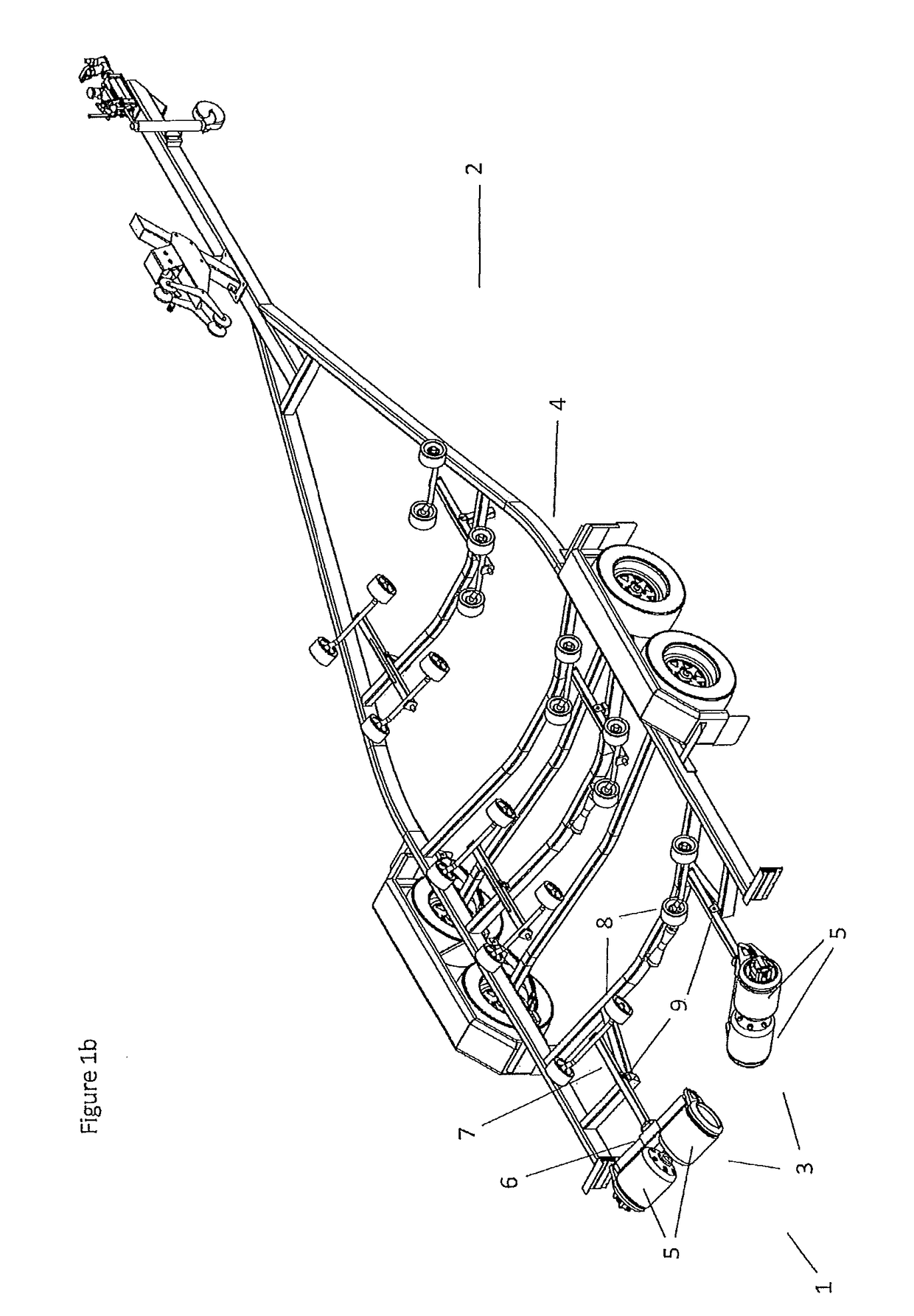 Boat support frame loading and unloading apparatus