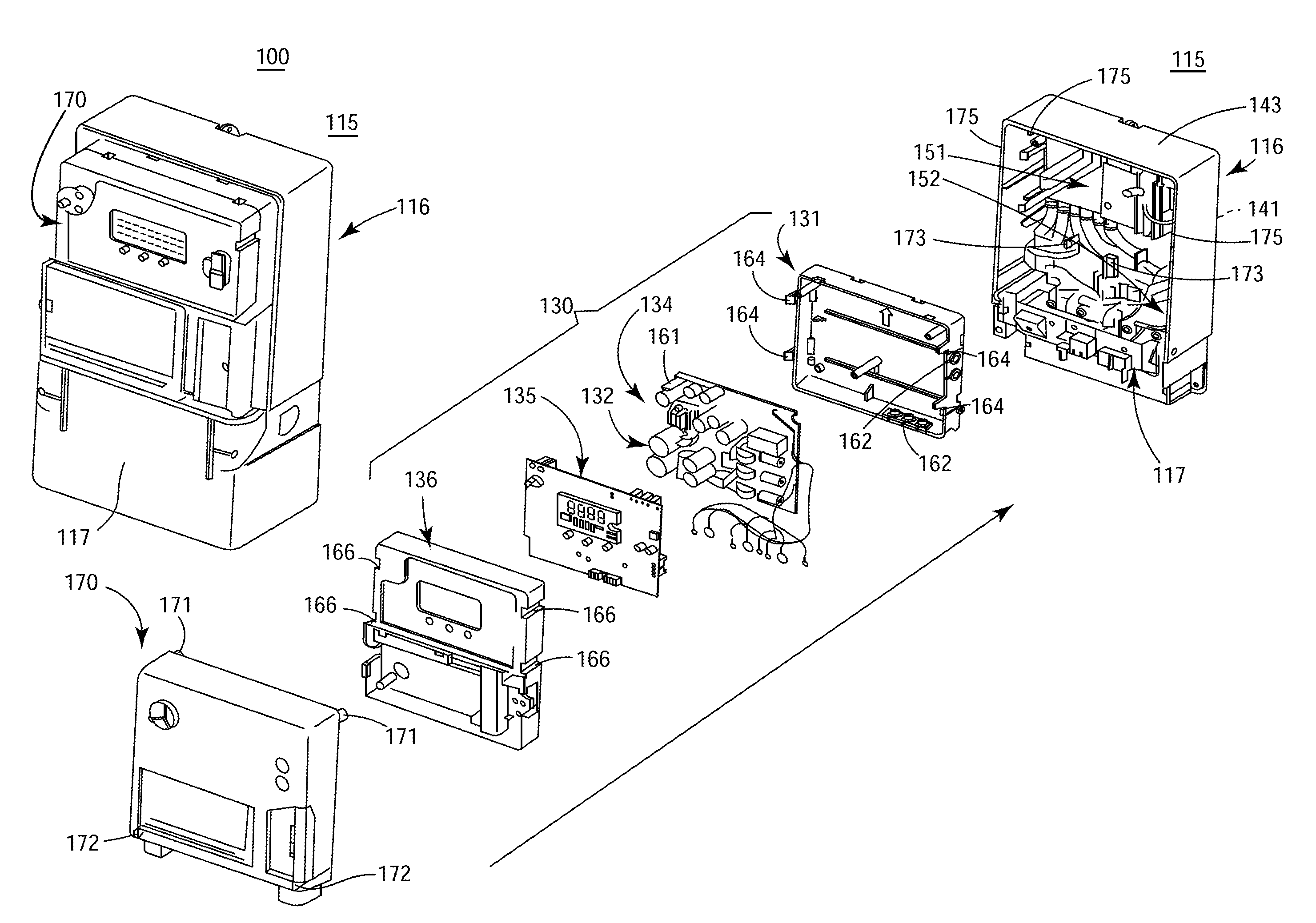 Heat management and reduction of high temperatures exposure to components inside energy meter